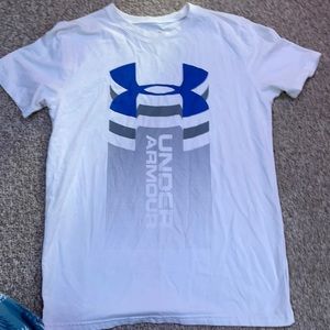 Youth White and blue under armor shirt